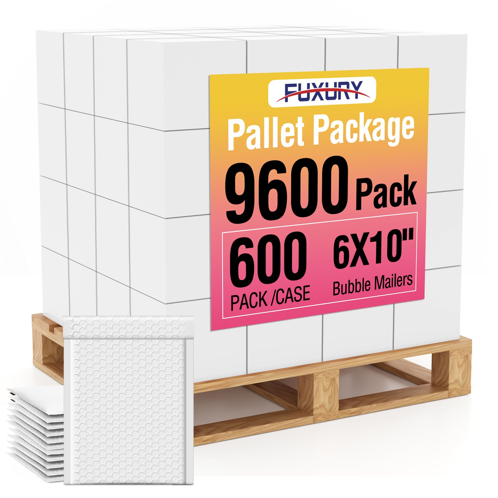 Fuxury Bubble Mailers 6x10" White Padded Envelopes 9600 Pack Bulk