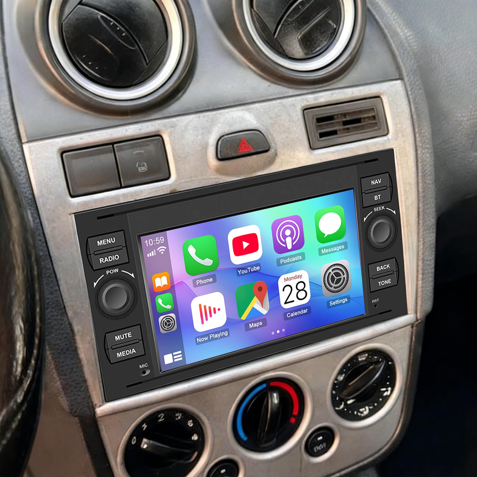Radio samochodowe 4 + 64 G Android 13 do Ford Fiesta 2005, 2007, 2008, z bezprzewodowym Carplay Android Auto, 7-calowym ekranem dotykowym, samochodowym odtwarzaczem radiowym, nawigacją GPS