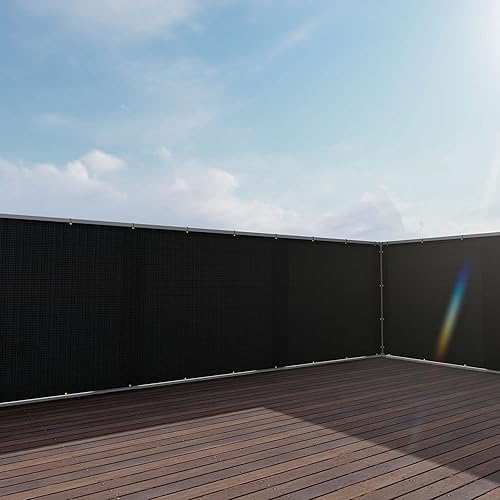 E&K Sunrise 3‘ x 55' Privacy Fence Screen Mesh for Balcony Porch Deck Outdoor Protection Fencing Shield Net Patio Pool Backyard Rails Balcony-Black-200GSM-Customized