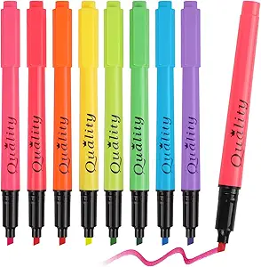 Colored Highlighters, Fluorescent Highlighters Assorted Colors, 8 Pack, Chisel Tip Highlighter Markers Pen Set, No Smudge on Written Text, for Office School Study Journaling Supplies