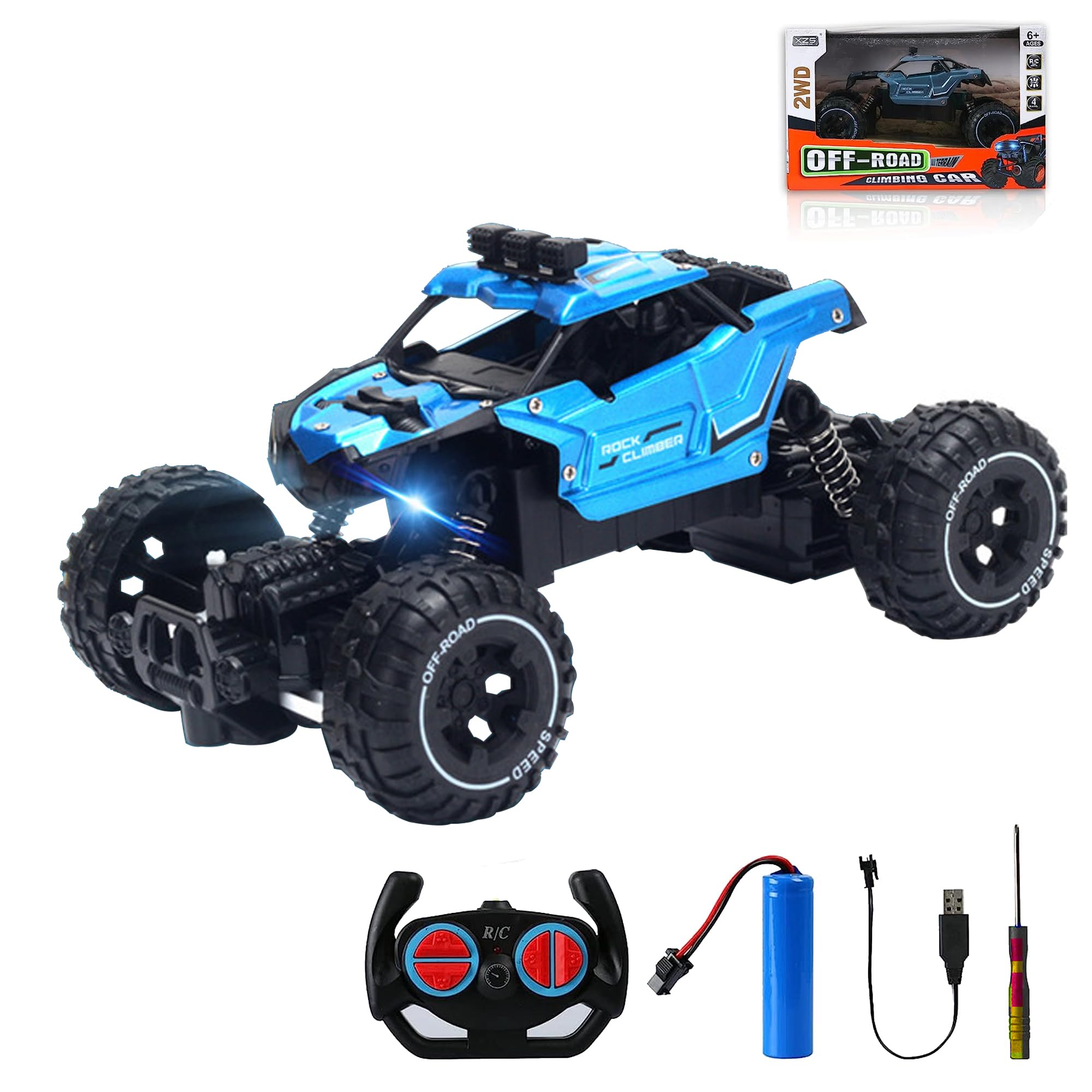 SwiftClimbing Car - 1:20 RC Truck with Four-Wheel Drive, Alloy Remote Control Toy for Boys, Kids, and Adults (Blue)