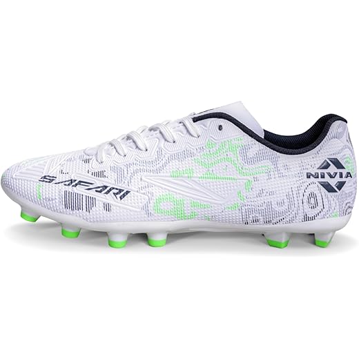 Nivia Safari Football Stud for Men, PU Synthetic Leather Upper, TPU Sole, Die-Cut EVA Sockliner, Ideal for Hard & Grassy Surfaces