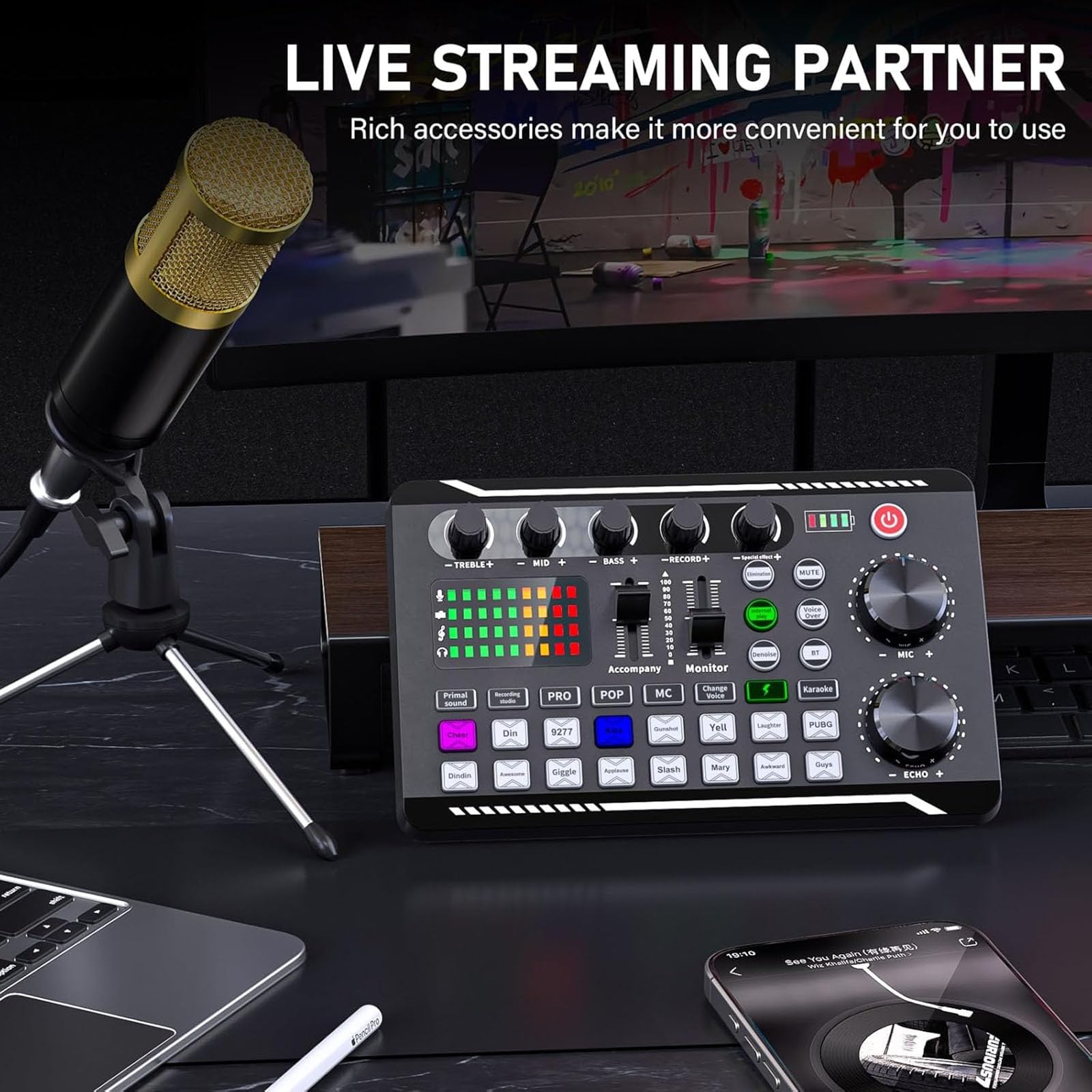 Pacchetto Attrezzatura Podcast F998, Interfaccia Audio E Microfono A Condensatore Bm800 Con Treppiede, Pacchetto Studio Di Registrazione Professionale Per Streaming Li F998 + BM800 Mic Cantilever Set