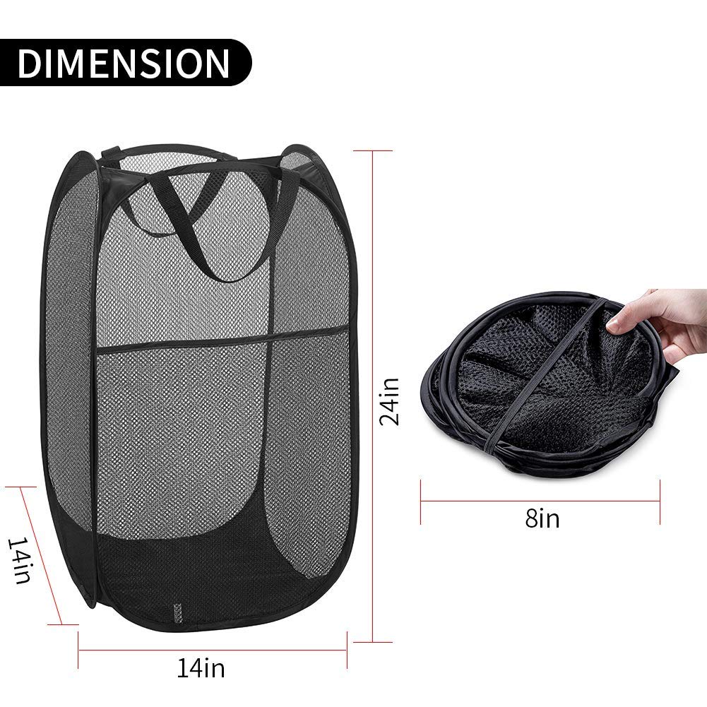Pop-up Wäschekorb Aus Netzstoff, Faltbar – Mit Seitentasche, 58 X 36 X 36 Cm, Robuste Griffe, Für Kleidung & Spielzeug