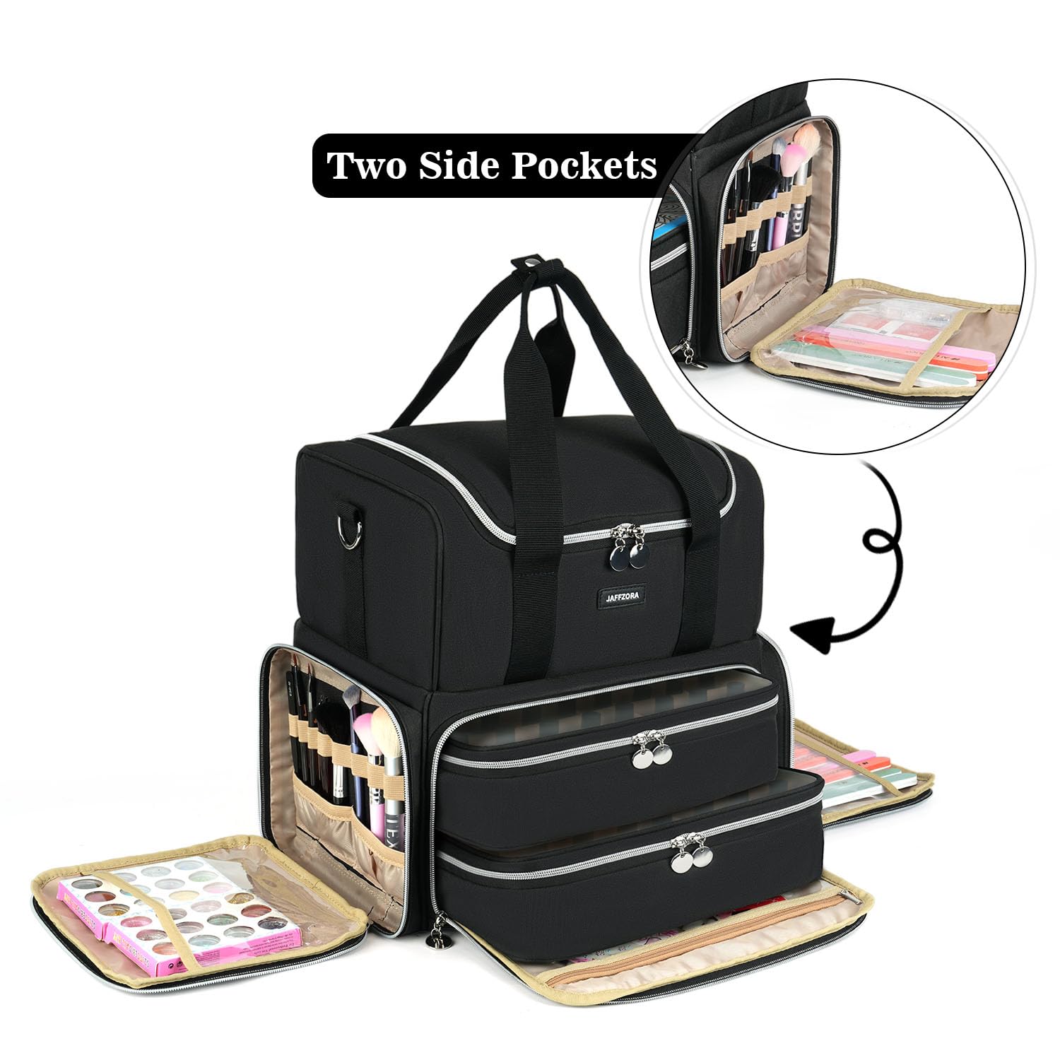 Estuche Organizador de Esmalte de uñas, Organizador de uñas de Doble Capa y Almacenamiento, Bolsa de Transporte de Suministros de uñas de Viaje para tecnología de Arte de uñas y Herramientas de