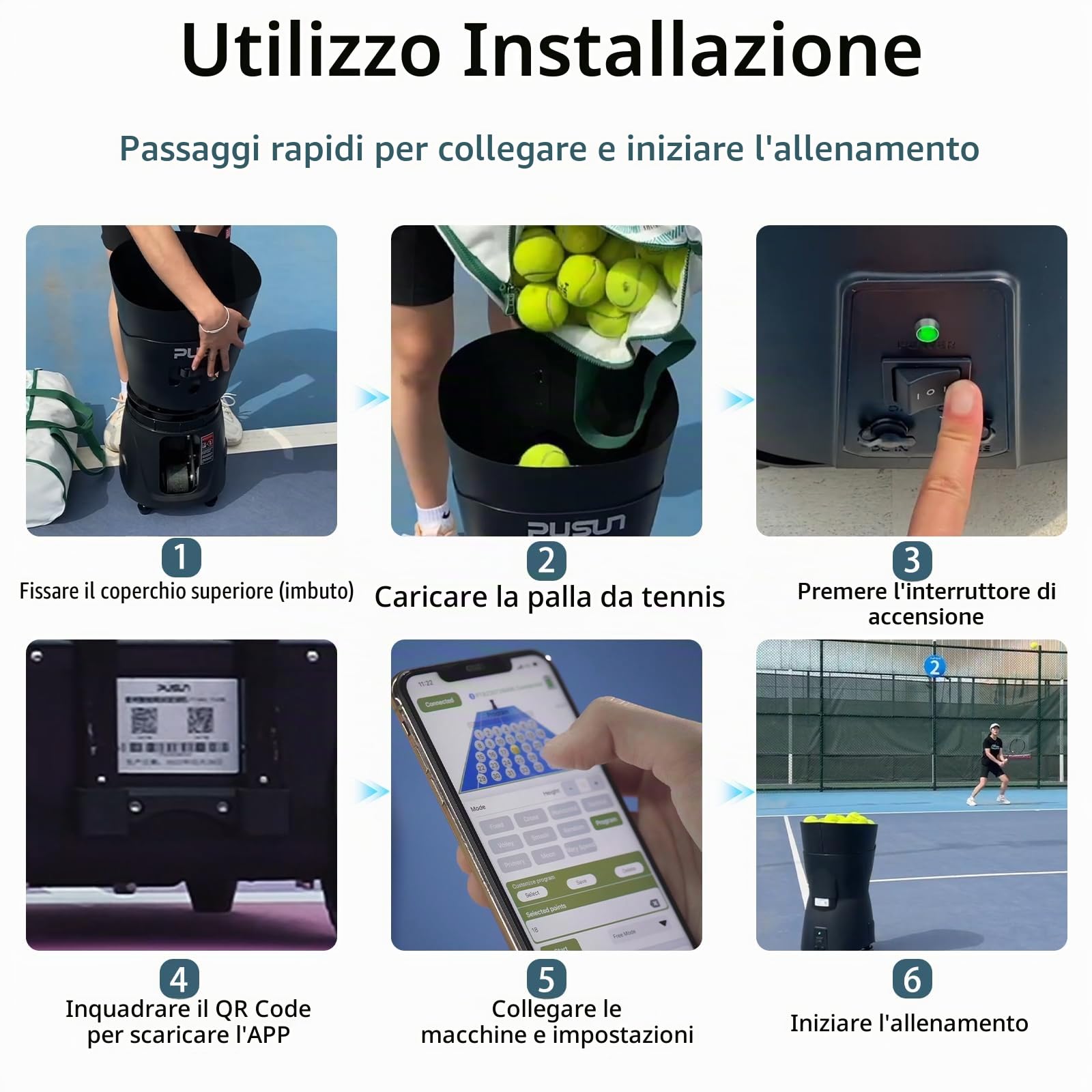 PT-Mini Pro - Macchina professionale per palline da tennis, automatico, con telecomando, controllo intelligente con app, tramoggia di oltre 65 palline, alimentata a batteria, attrezzatura per esercizi