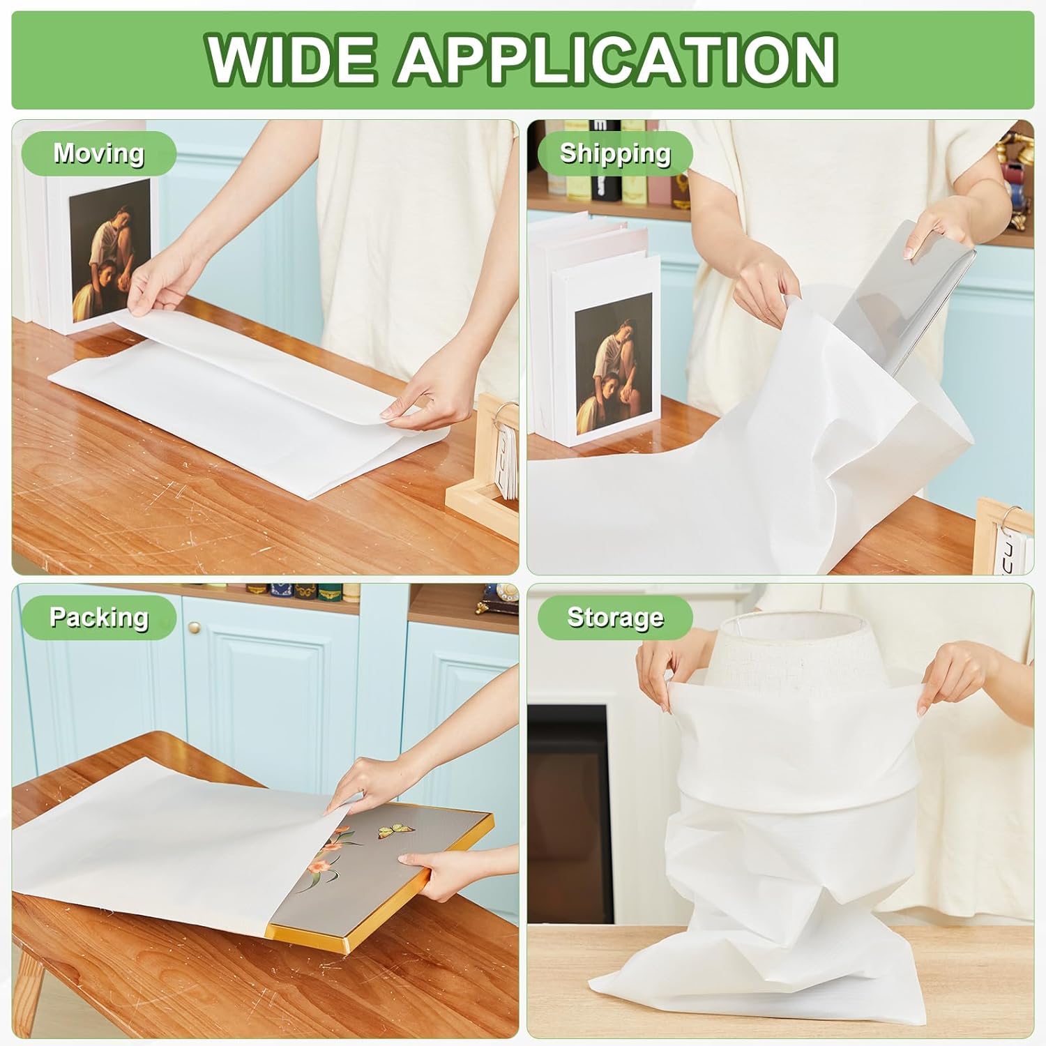 Dunzoom 10 Pcs 24 x 32 Inch Extra Large Foam Pouches, Cushion Foam Pouches for Moving, Moving Supplies Packing Wrap Bag for Large Dishes, Book, Photo Frame, Canvas Artwork and Fragile Items