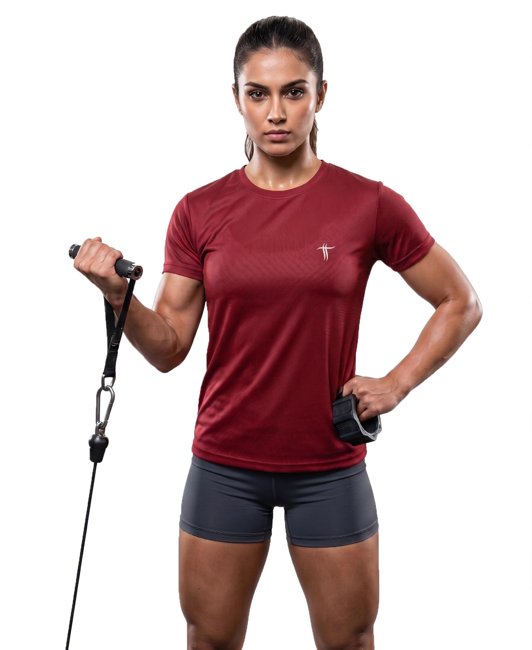t t T.T. Women Dri-Fit Polyester Dot- Knit Fabric| Round Neck | Half Sleeve | Sweat-Wicking Gym & Active Wear Tees-picture-25