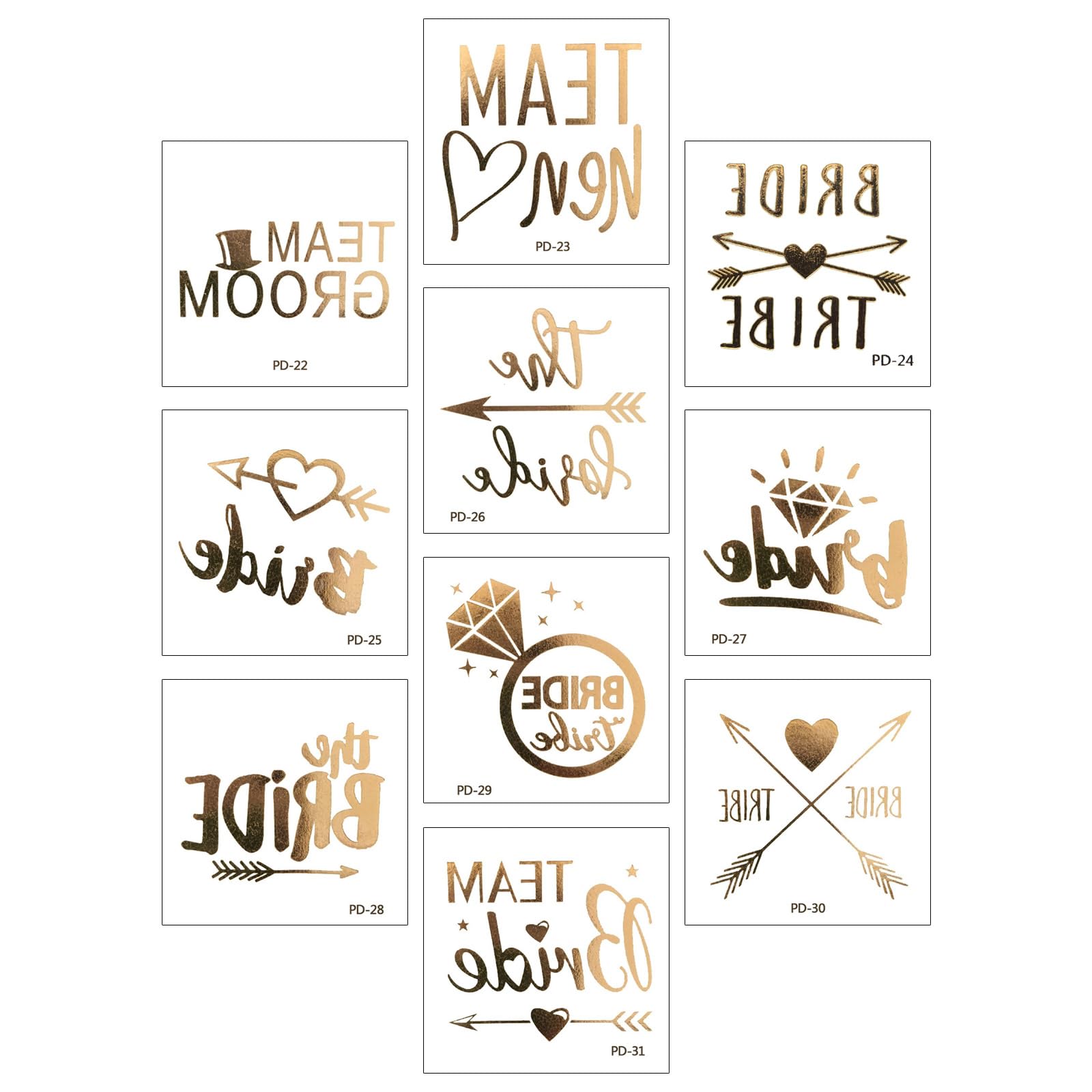 HINAYOSAN 10 Golden Temporary Body Stickers For Bridal Showers Wedding Rehearsals Bachelorette Event Party Decorations Bridal Shower Golden Body Stickers
