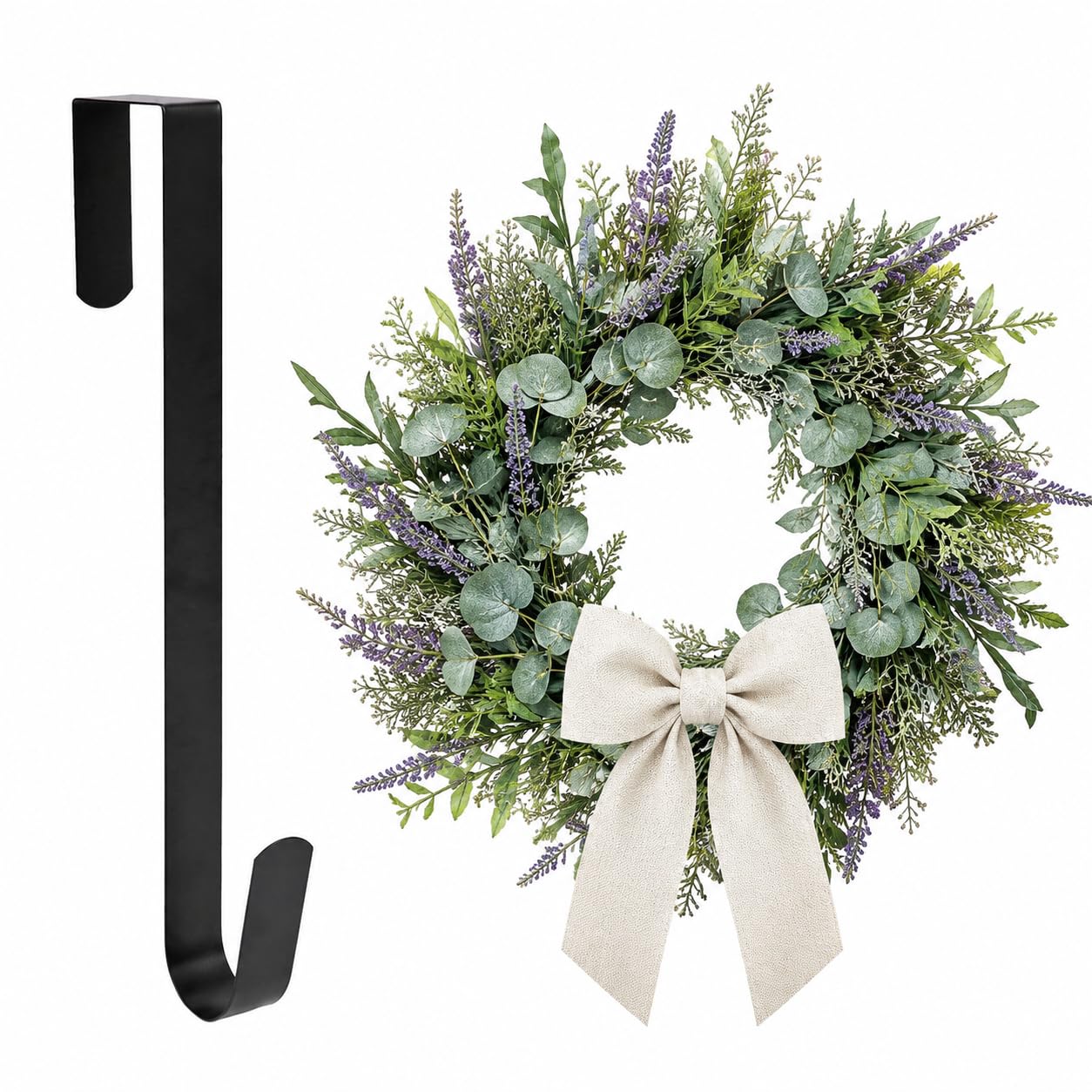 Sattiyrch 15" Wreath Hanger for Front Door, Over the Door Wreath Hook