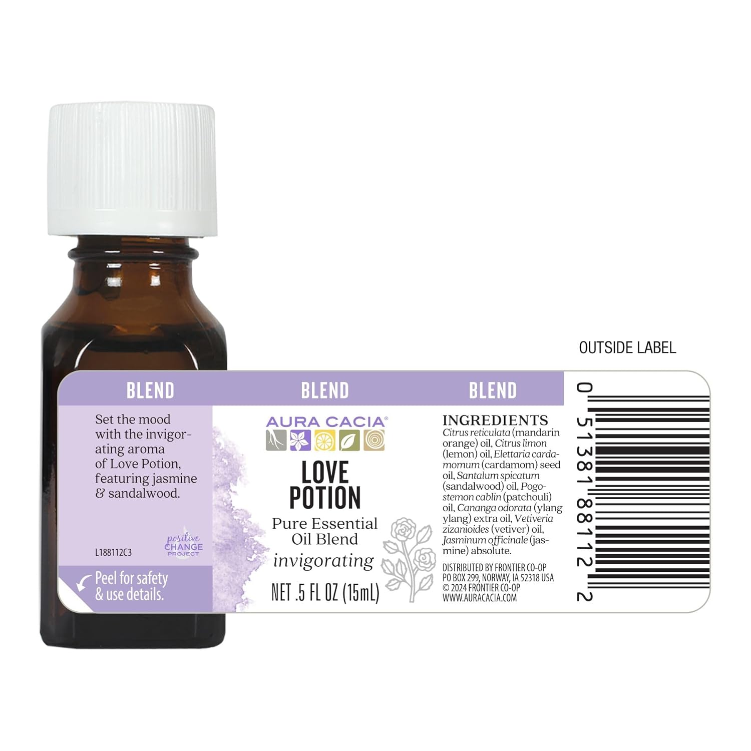 Aura Cacia Love Potion Essential Oil Blend | Romantic Aromatherapy with Jasmine, Ylang-Ylang, Sandalwood, Patchouli, Mandarin, Lemon, Cardamom, Vetiver | 0.5 Fl Oz (Pack of 1) - Image 5