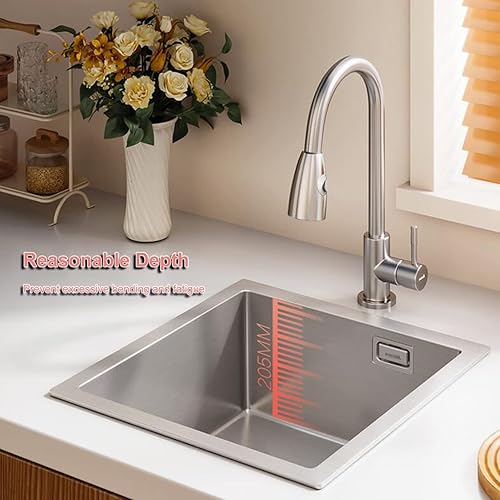 Miniatura 47 de Fregadero de cocina de bar de 21.6 x 15.7 pulgadas, acero inoxidable con grifo, fregadero de caravana, lavabo con tapón de colador de drenaje