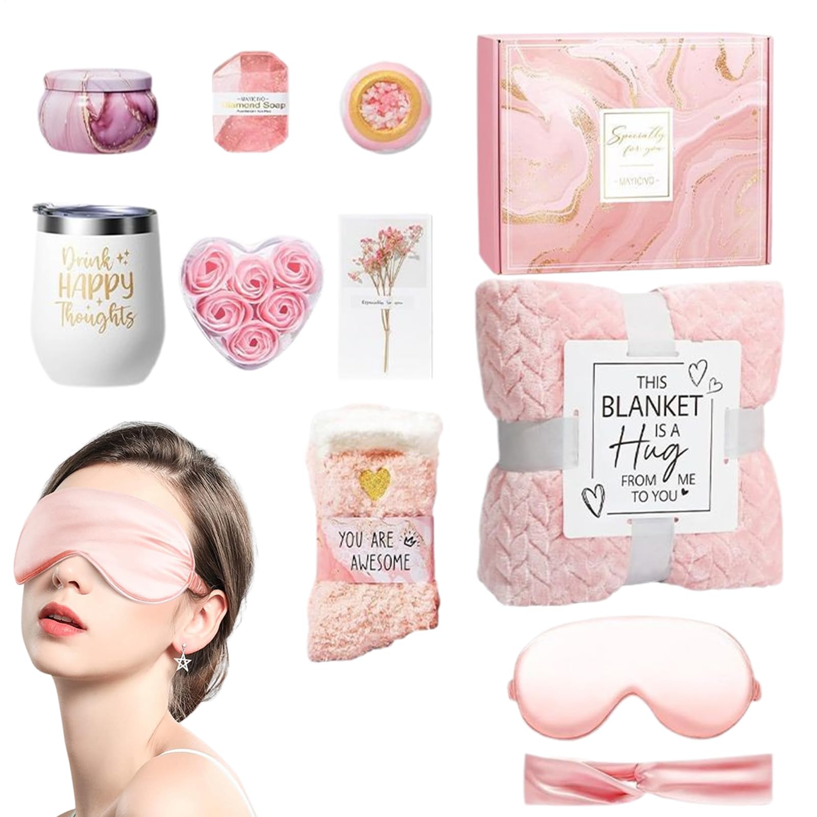 Wellness-Set für Damen – Spa und Körperpflege – Luxuriöse Wellness-Set mit Flanelldecke für den postnatalen Muttertag, Studenten und Hochzeitsgeschenk