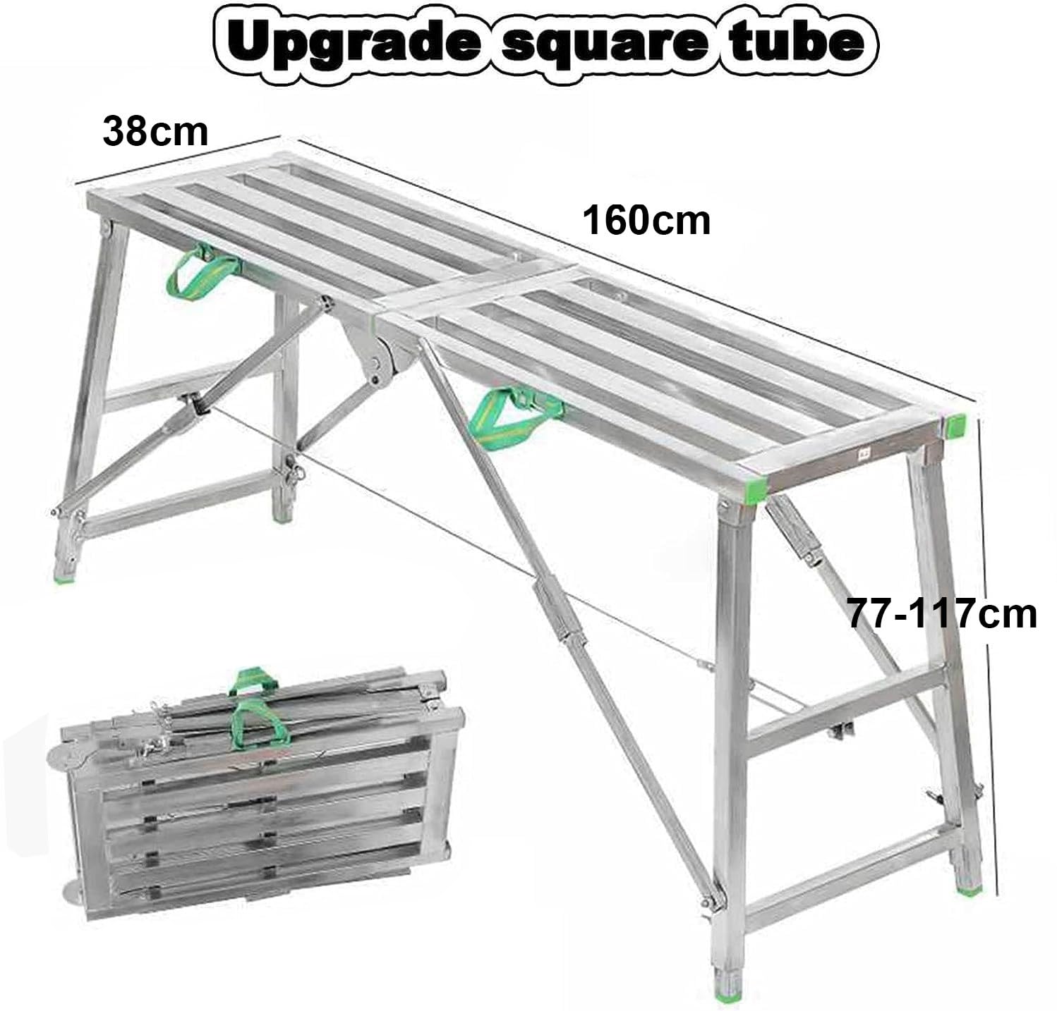 Highgth - Escalera plegable para andamio de 400 kg, taburete de aluminio, 160 x 40 cm, plataforma de trabajo, ideal para uso doméstico, soporte portátil y