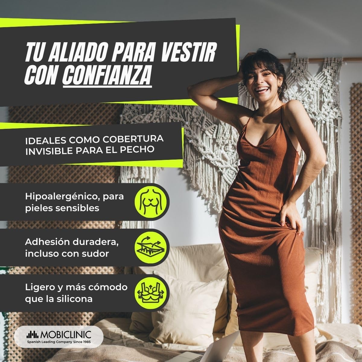 Mobiclinic, Kinesiotape, Mobitape, Venda Neuromuscular Adhesiva, Alivio dolor muscular, Elásticas, Impermeable, Vendaje kinesiológico, Apto para múltiples zonas, Rollo, 5x5cm, 12 Uds. Negro