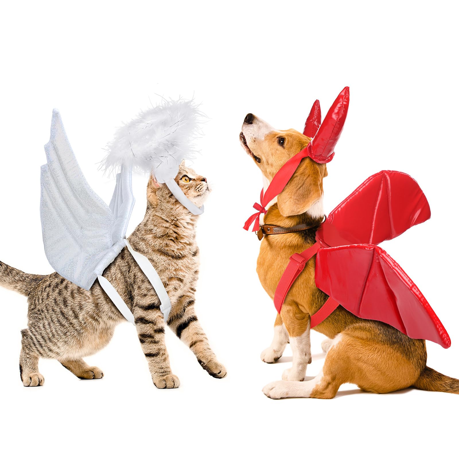 Costume di Halloween per animali domestici, con ali e diavolo per cani e gatti, taglia unica, adatto a molti animali domestici, per vacanze di Natale, feste di Halloween, regali per gli amanti