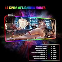 Vista 2 de Alfombrilla de mouse para juegos de anime sexy para niñas, pecho RGB, alfombrilla de mouse de anime Genshin Impact Hu Tao Gaming, grande, sexy