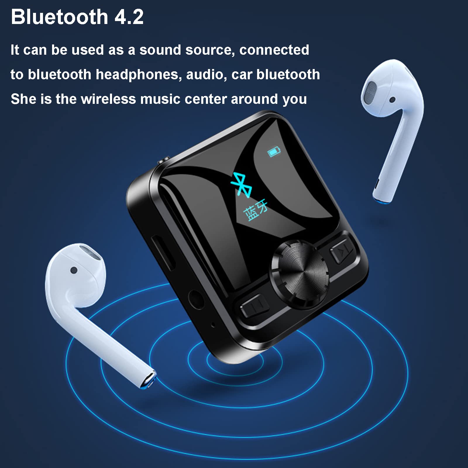 Bluetooth Sport HIFI Odtwarzacz MP3 Dyktafon IPX6 Zero hałasu z e-bookiem Wzmacniacz radiowy FM 1.1 cala Wyświetlacz,4GB