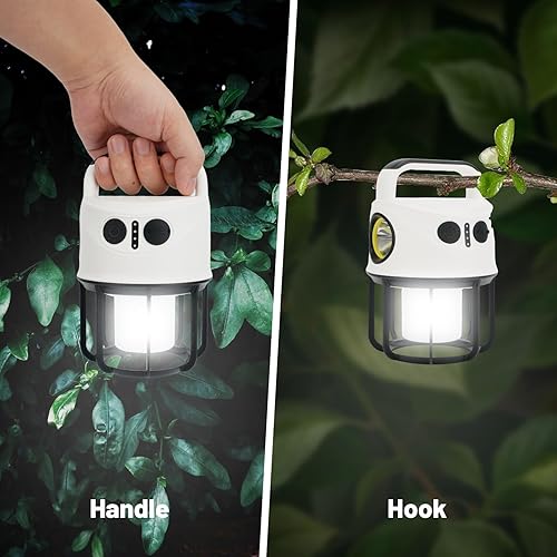 Miniatura 5 de Linterna de camping con linterna recargable, banco de energía, IPX4 impermeable, cable USB-C, luz LED de tienda de campaña para foco, camping,