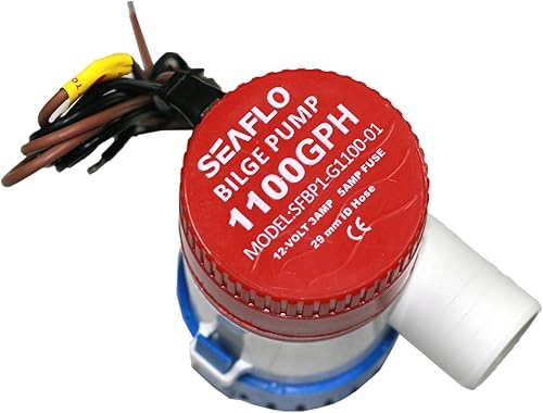 Miniatura 5 de Seaflo Bomba de sentina sumergible eléctrica de 1100 GPH 12 V 3 A con salida de 1125 para barcos de pesca marina cruceros yates tiendas de barcos