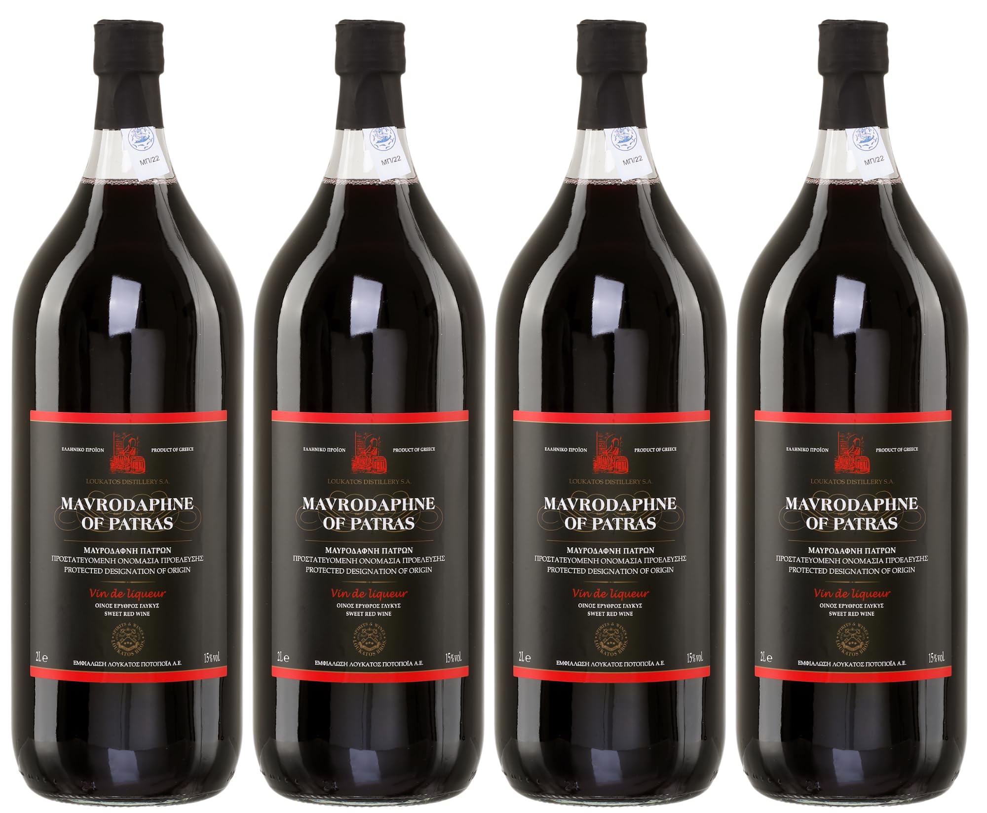 Mavrodaphne aus Patras 4x 2,0l Loukatos Likörwein rot | 15% Vol. | + 20ml Jassas Olivenöl