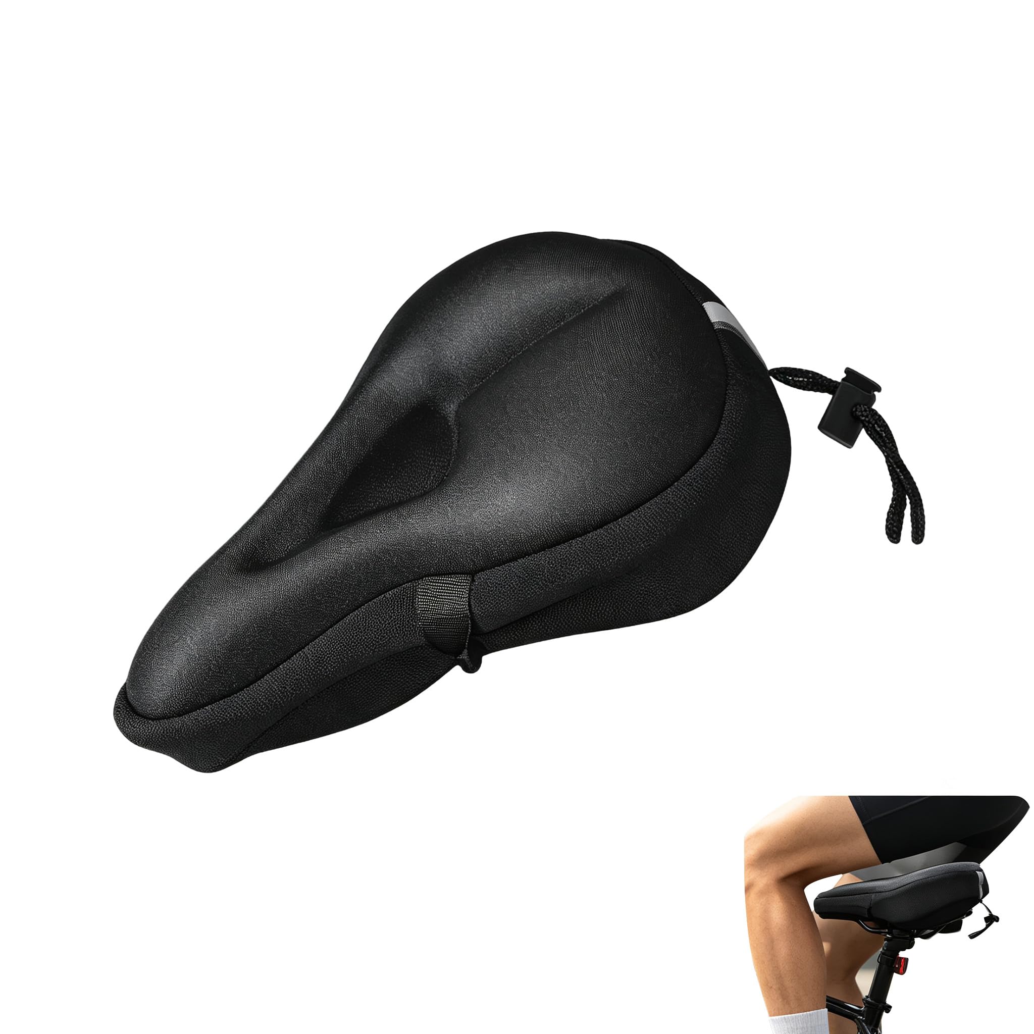 Noirwwe Bike Seat Cushion Cover,Black Soft Memory Foam Bicycle Saddle Pad