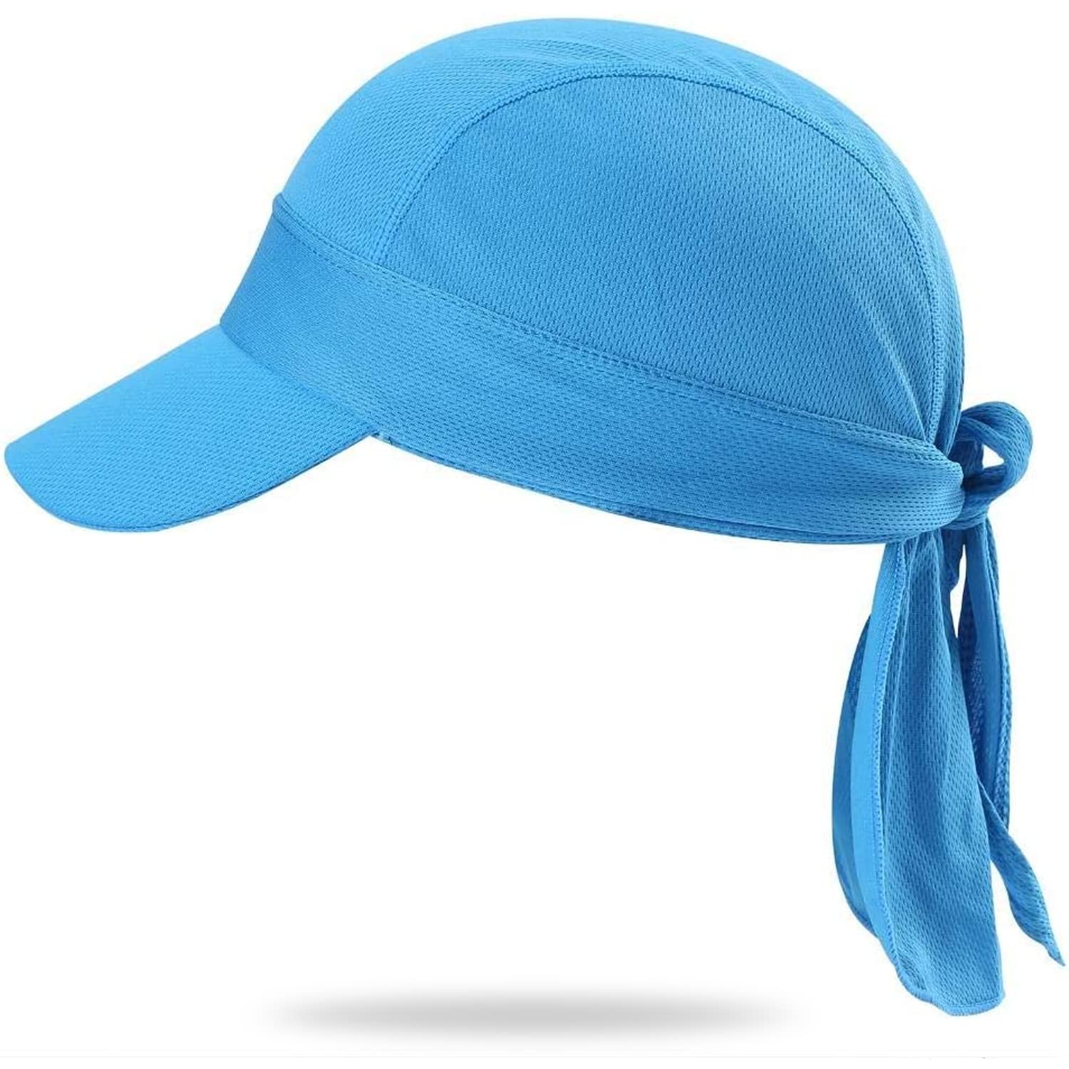 Arcweg Sports Bandana Skull Cap Men Women Moisture Wicking Cycling Pirate Cap Running Cap with Brim Non-Slip Sun UV Protection UPF 50＋ Summer Helmet Liner Adjustable Tie 21.3''-24.4''