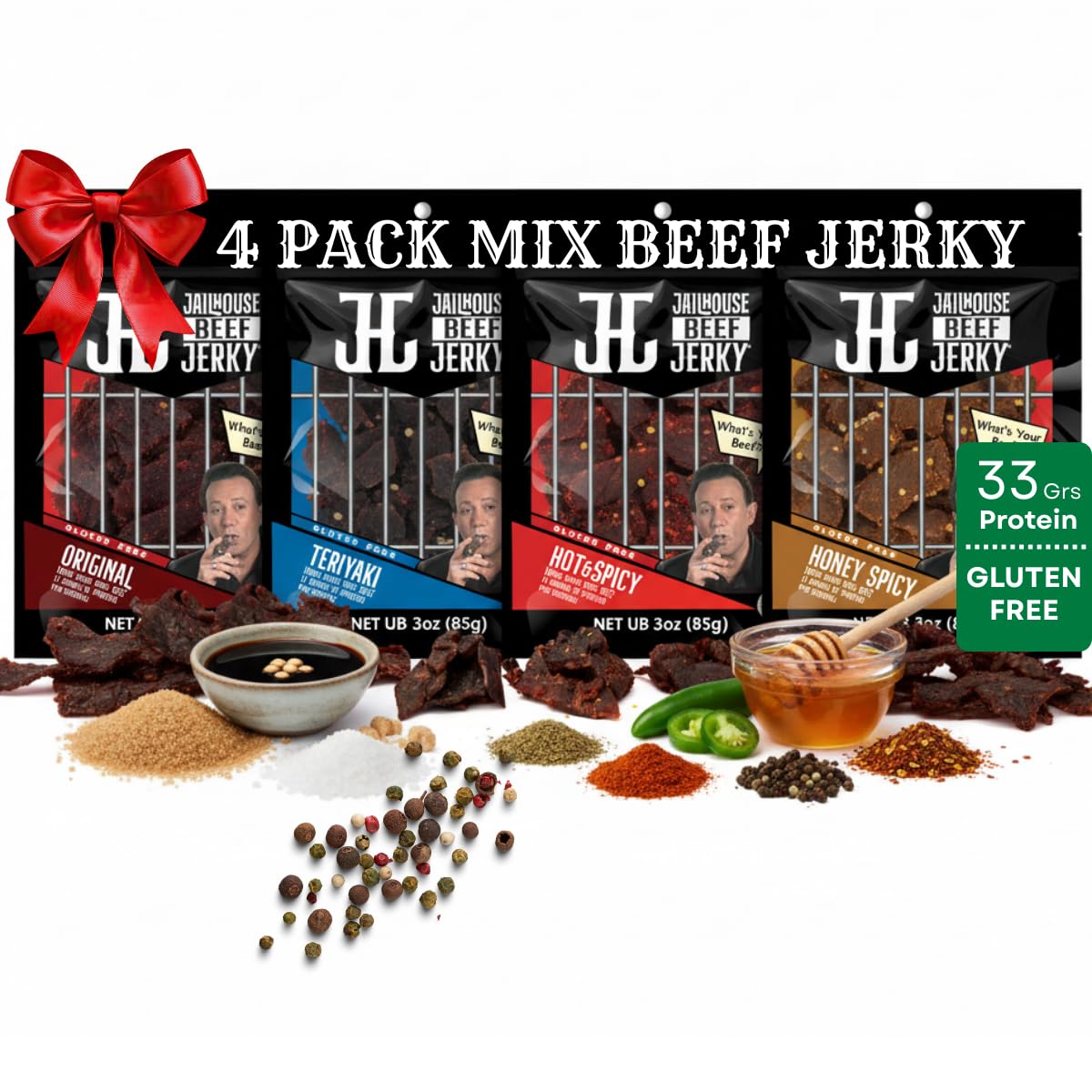 JailHouse Beef Jerky Mix Pack | High-Protein Snacks for adults, Gluten-Free Jerky Fuel for Active Lifestyles | Uncut Mob Taste | Your Poker Table Carnivore Snax | The Perfect Gourmet Gift for Men
