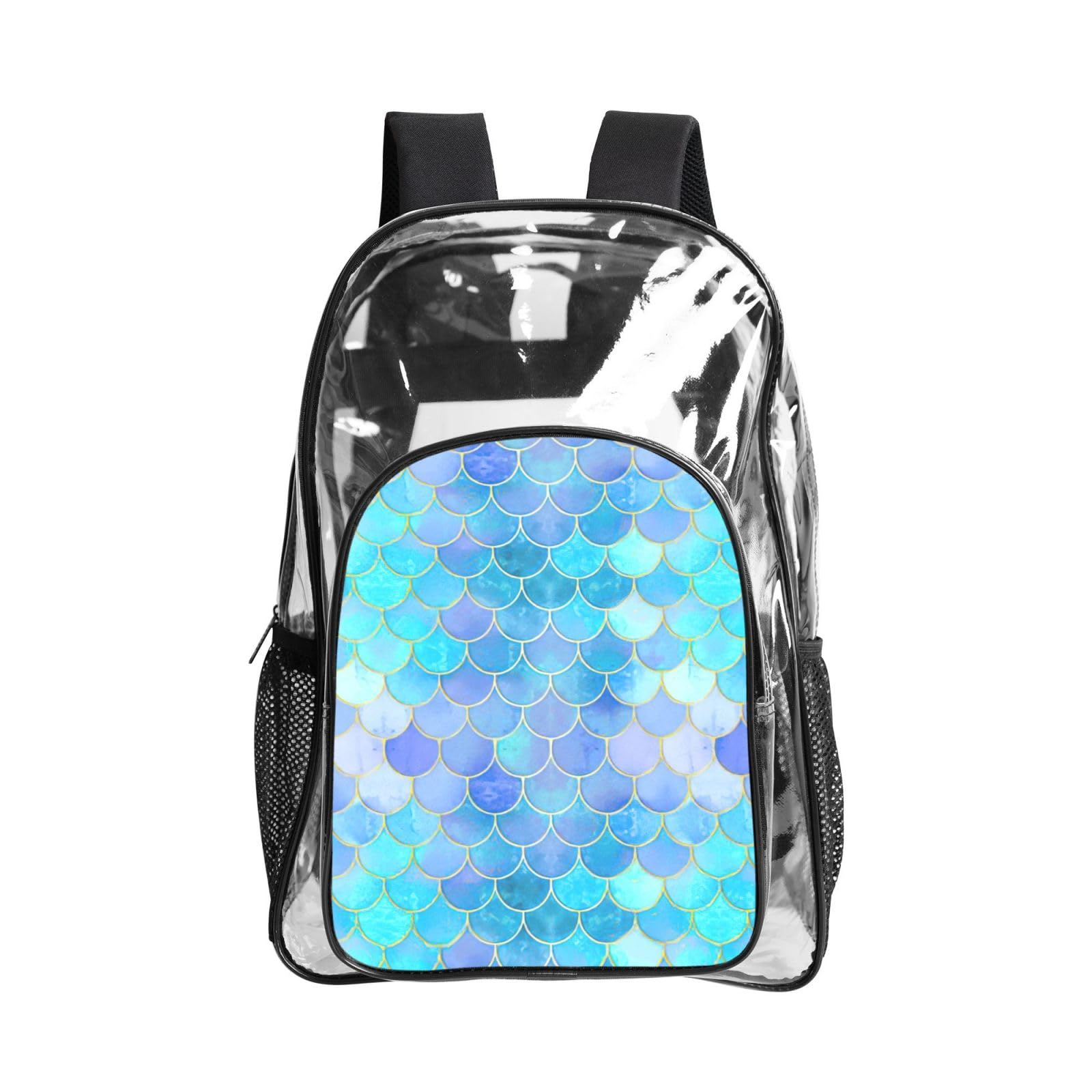 Sac transparent robuste à finitions dorées écailles marines chic - 8