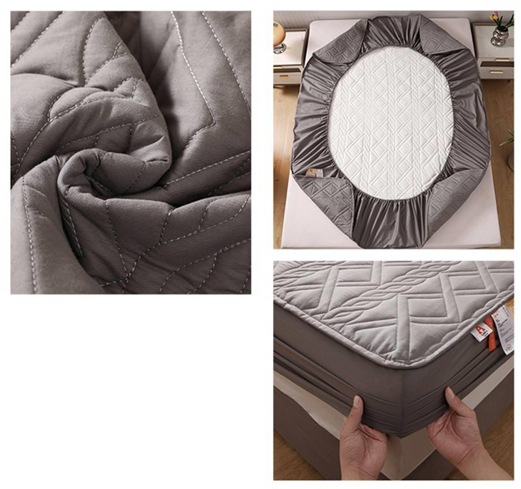 Spannbetttuch 180x220cm Grau Wasserdicht, Spannbetttücher Baumwolle Polyester Einfarbig Höhe 5-25cm Spannbetttuch für Boxspringbetten ohne Kissenbezug