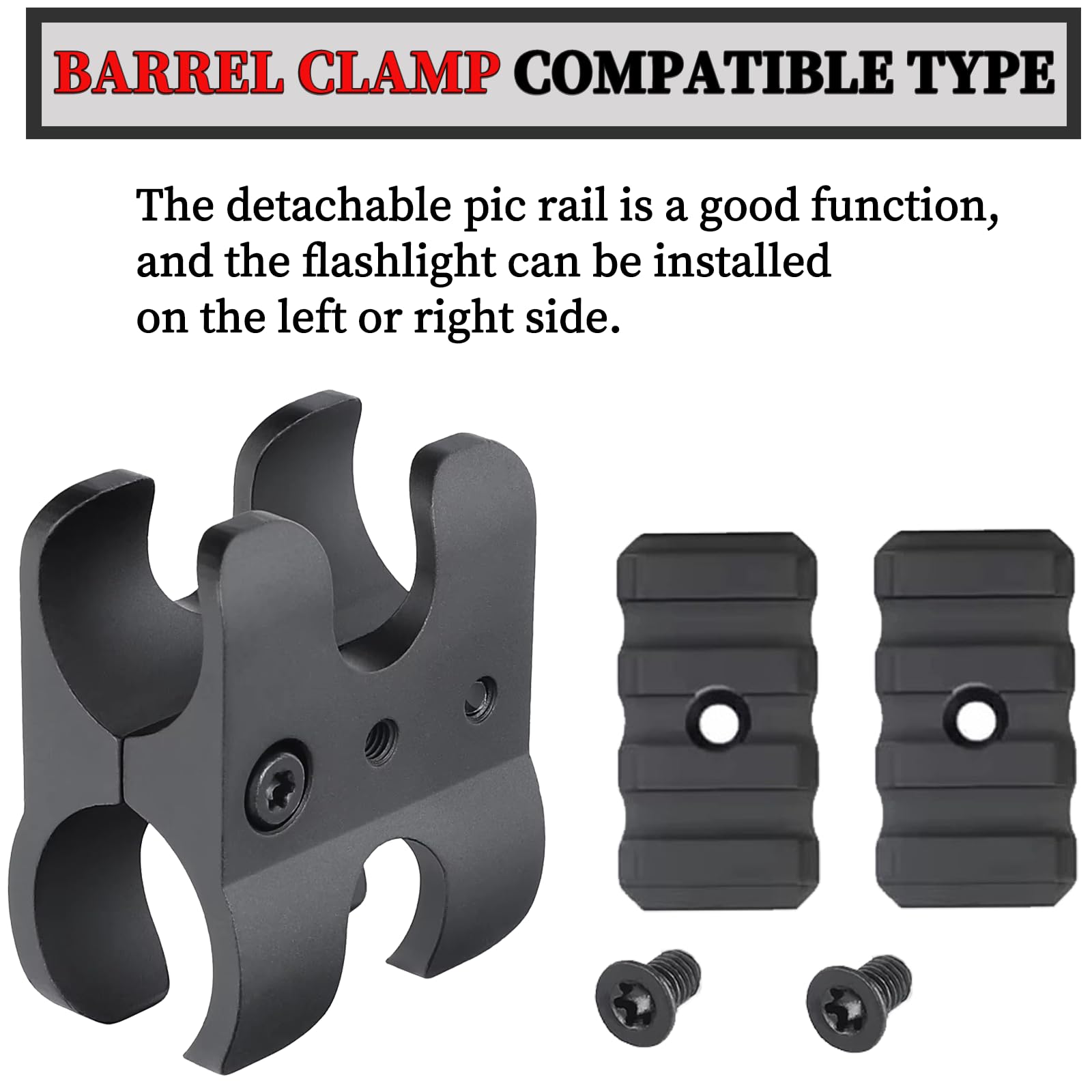 REKOWUOT Barrel Clamp Mount Installation Light Mount 3-Slot Picatinny Rail Mount for Shotgun