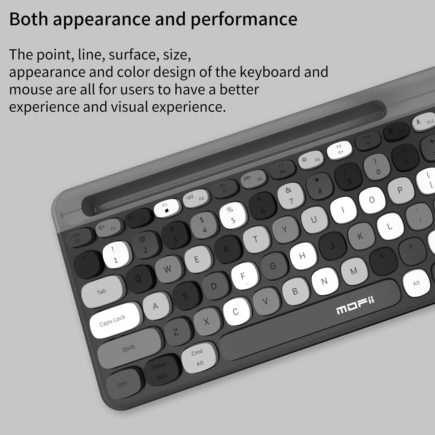 Wireless Keyboard and Mouse Combo - 2.4GHz Full-Sized - Computer Keyboard with Phone Holder - Keyboard and Mouse Set for Windows/Laptop/PC/Notebook - Black Grey
