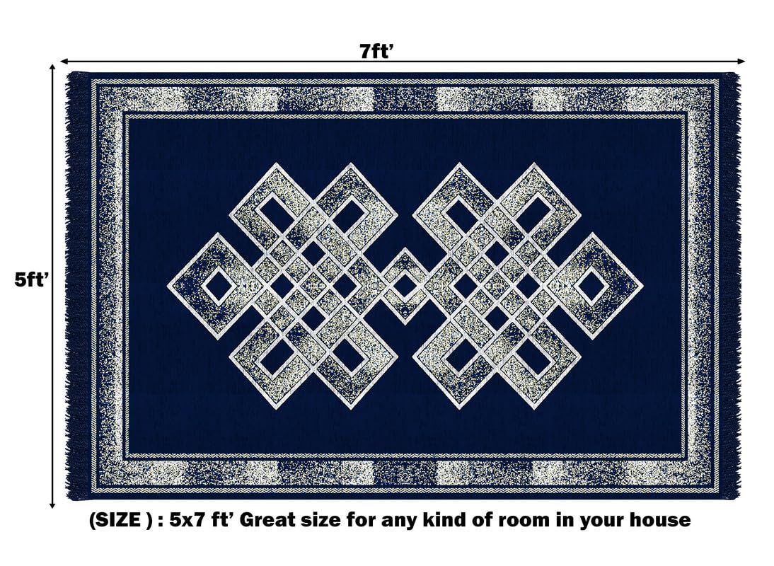 BSB HOME Heavy Fabric Velvet Touch Superfine Chenille Bedroom, Hall, Living Room, Drowing Room, Yoga Hall Carpet |54" Inch X 84" Inch | 5 Feet X 7 Feet I 150 Cm X 210 Cm (Navy Blue), Large Rectangle 3