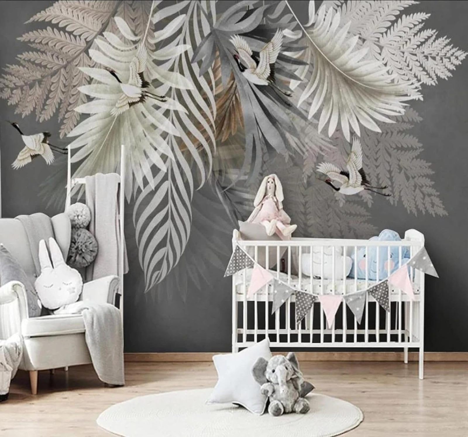 Xlming 250Cm×170Cm(B×H) Retro Hand Drawn Leaves Birds Art 3D Wallpaper Luxury Home Dining Decor Paste Sofa Living Room The Wall For Bedroom Mural-250Cm×170Cm