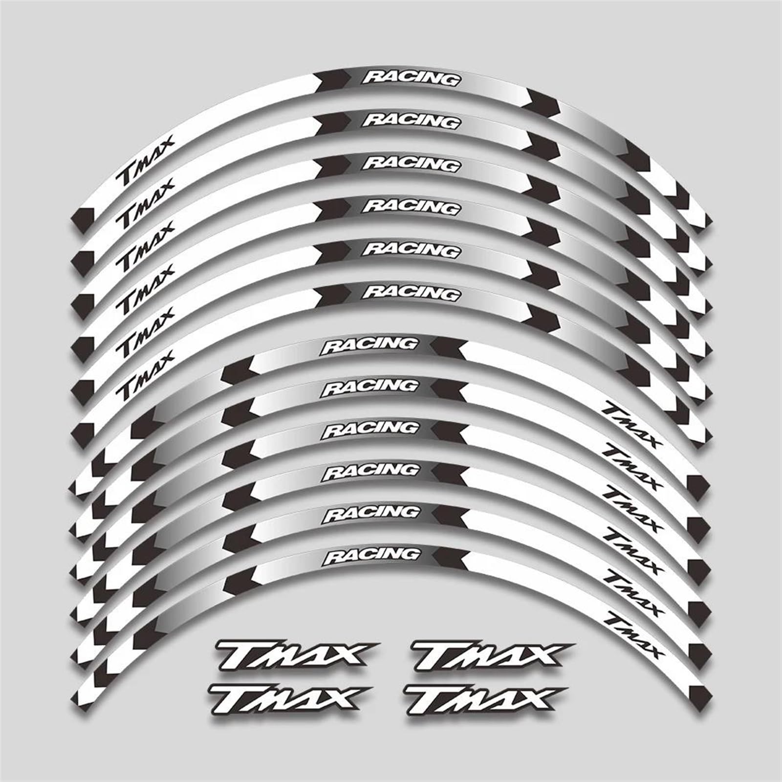 Stickers Motorcycle Accessories Reflective Rim Stripe Stickers Edge 1 Set for Yamaha T MAX500 T-MAX530 XP500 XP530(Style 19)