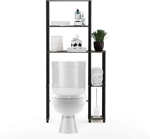 Miniatura 6 de Furinno Turn-N-Tube - Organizador de baño con 5 estantes para ahorrar espacio, roble francés grisnegro