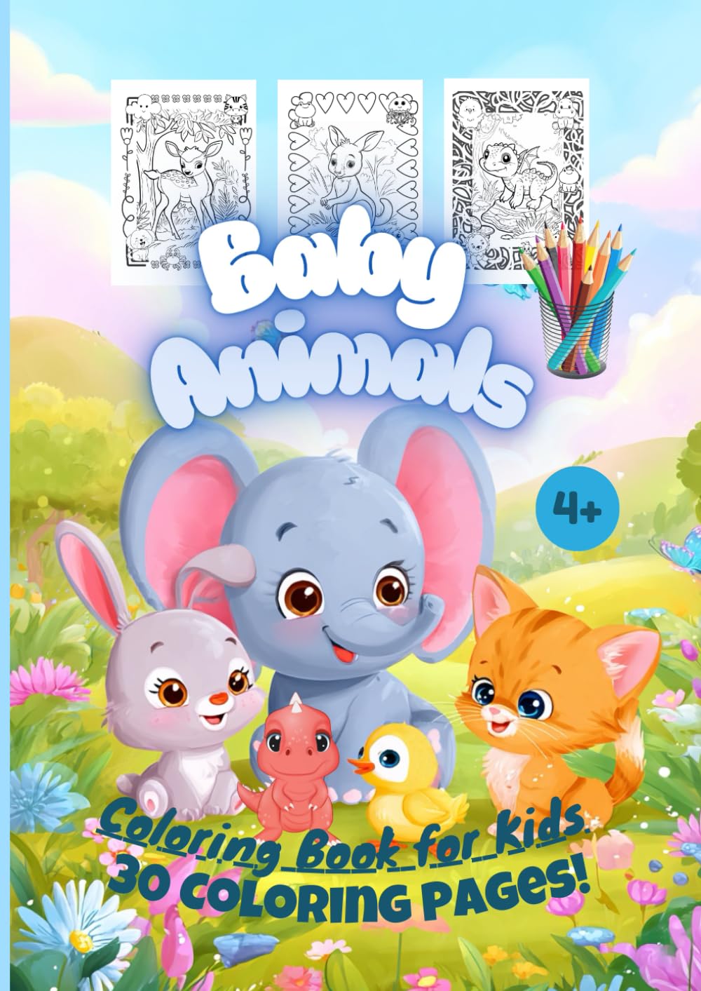 Baby Animals. 30 Coloring Pages. Coloring Book for Kids.