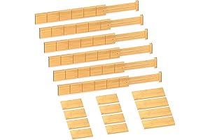 Adjustable Bamboo Drawer Dividers with 12 Inserts