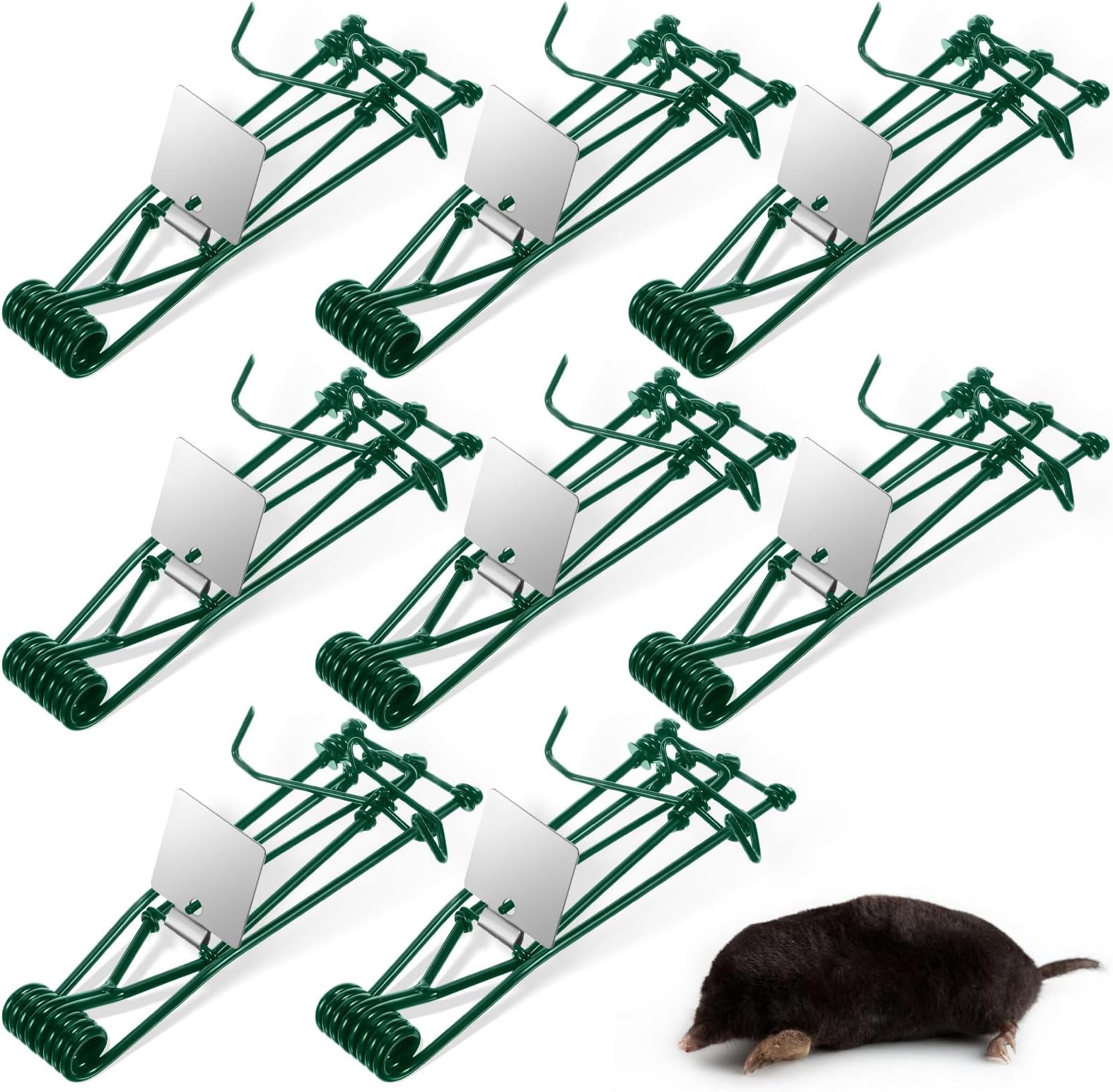 Jahy2Tech8 Pack Mole Trap,Mole Traps That Kill Best,Gopher Trap Metal Tactical Rat Vole Traps Outdoor Reusable Effective Gopher Killer Mole Traps for Lawns, Green