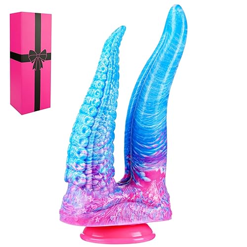 11" Giant Double-Headed Tentacle Dildo, Monster Double-Headed Realistic XL Super-Large Dildo, Silicone Thick Dildo, Suction Cup Double-Sided Dragon Dildo, Dildo Anal Plug with Tongue, Lesbian Toys - L