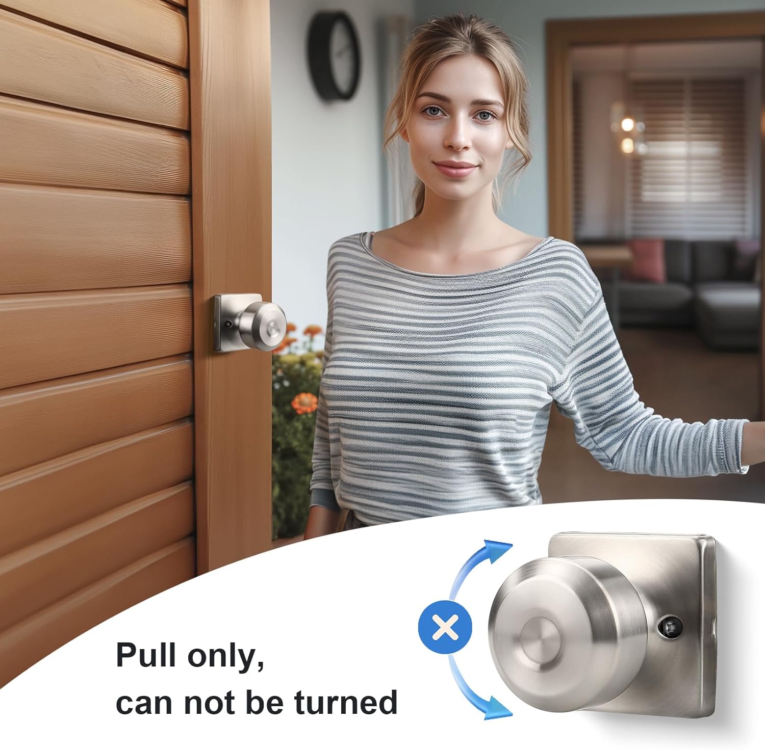 KNOBWELL Brushed Nickel Square Interior Door Knobs, 5 Pack Privacy Door Knob for Bedroom Bathroom and 4 Pack Dummy Door Knob for Closet Hallway