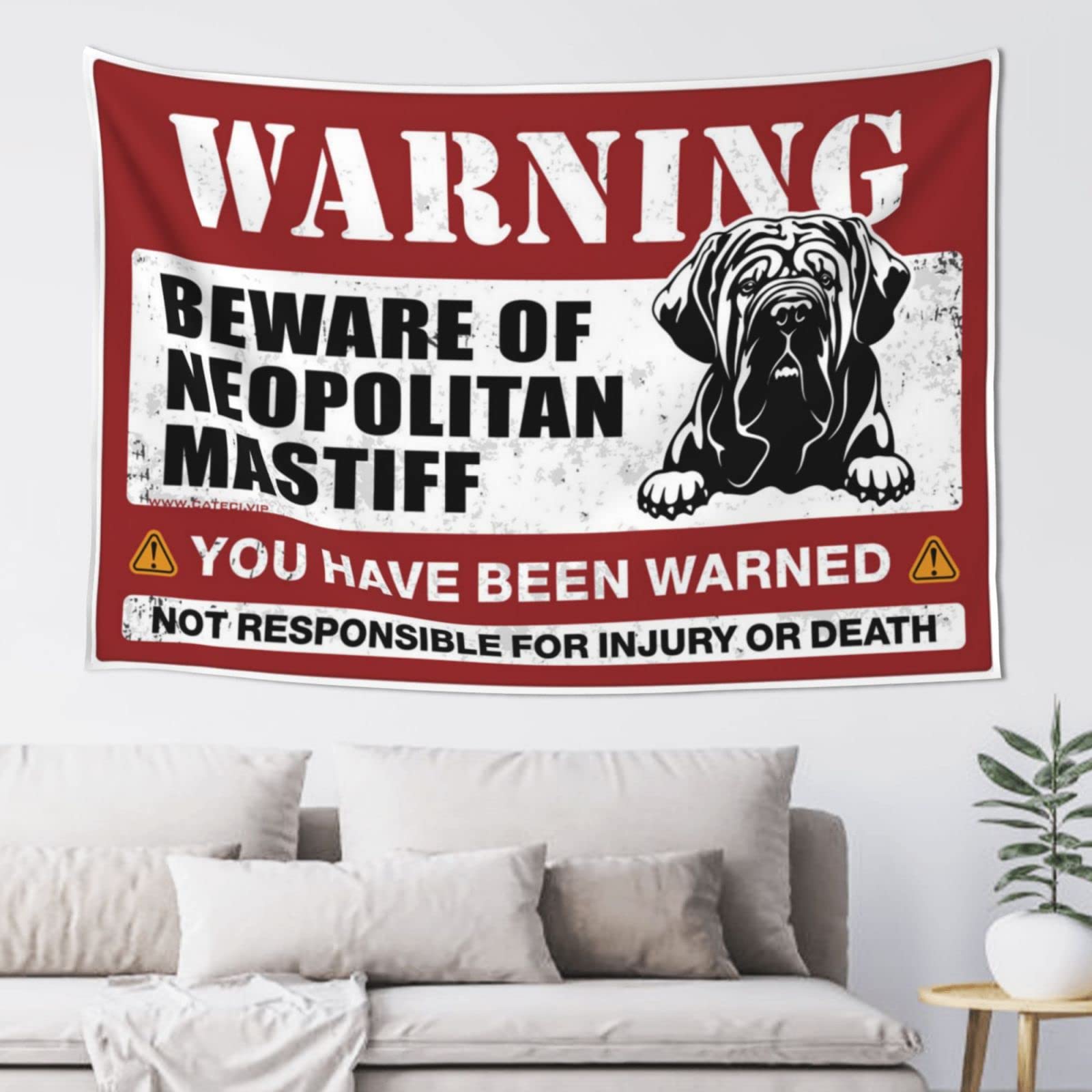 PRAVOXI Stuff For Your Room Beware Of Neopolitan Mastiff Tapestry Custom Tapestry Tapestries Room Decor(75X100CM)