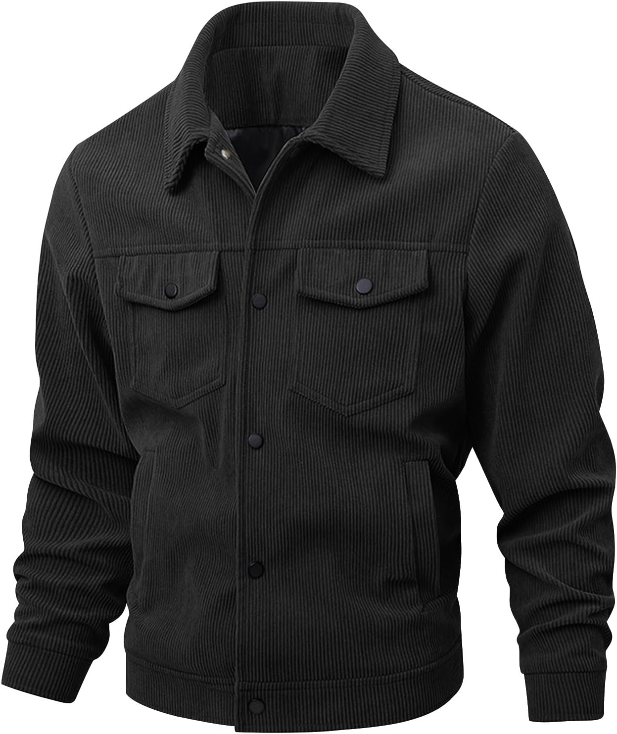 Kissonic Men's Corduroy Shacket Long Sleeve Snap Button Mens Corduroy Shirts Casual Work Jackets - Image 4