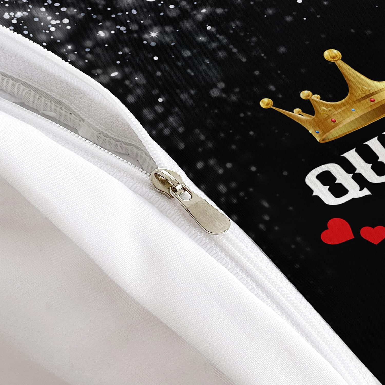 AILONEN King and Queen Duvet Cover Set, Red and Black Crown Comforter Cover Set for Couples, Romantic Mouth and Beard Comforter Cover with 2 Pillowcases, 3 Piece