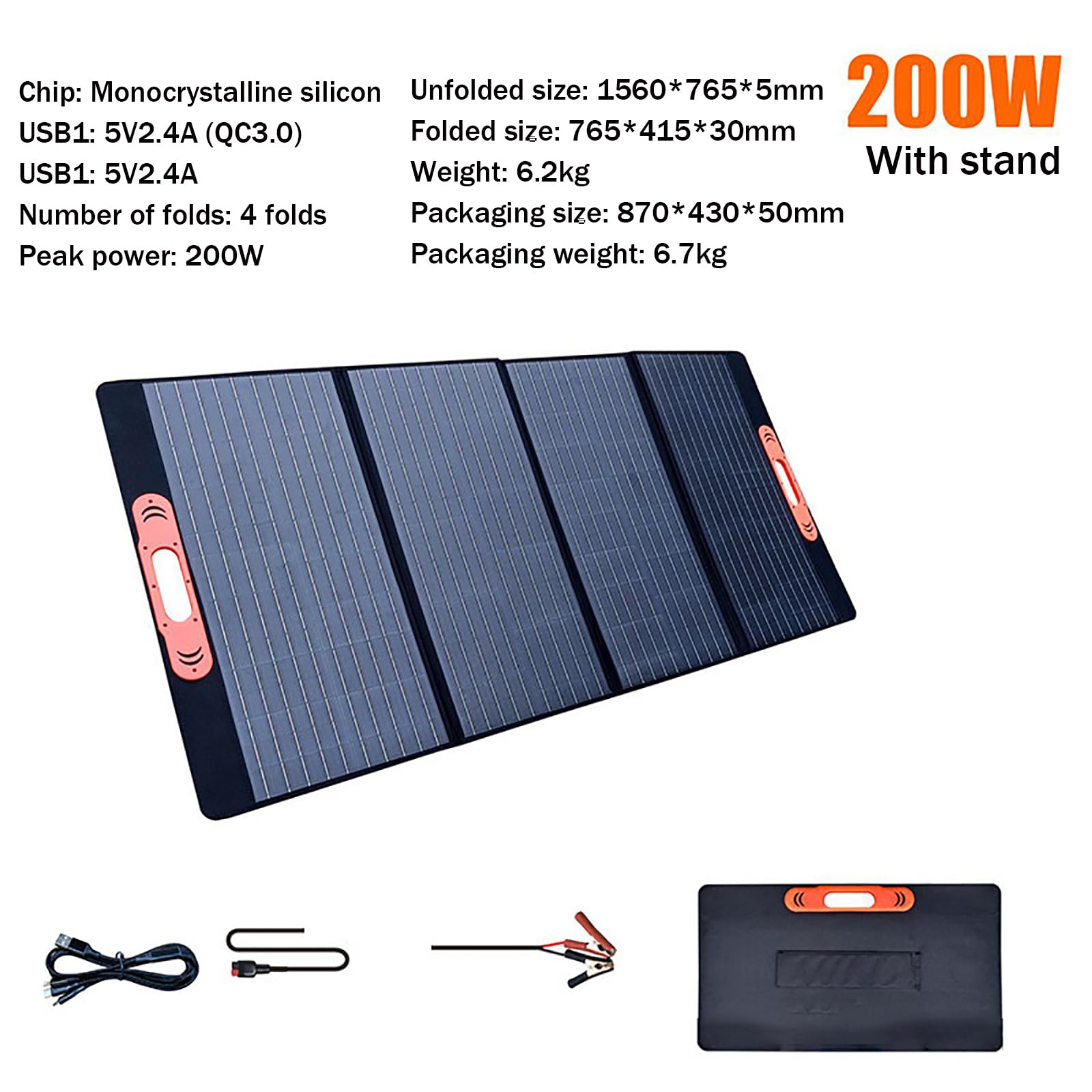 Kit de panel solar portátil con controlador de carga y puertos USB para fuente de alimentación al aire libre