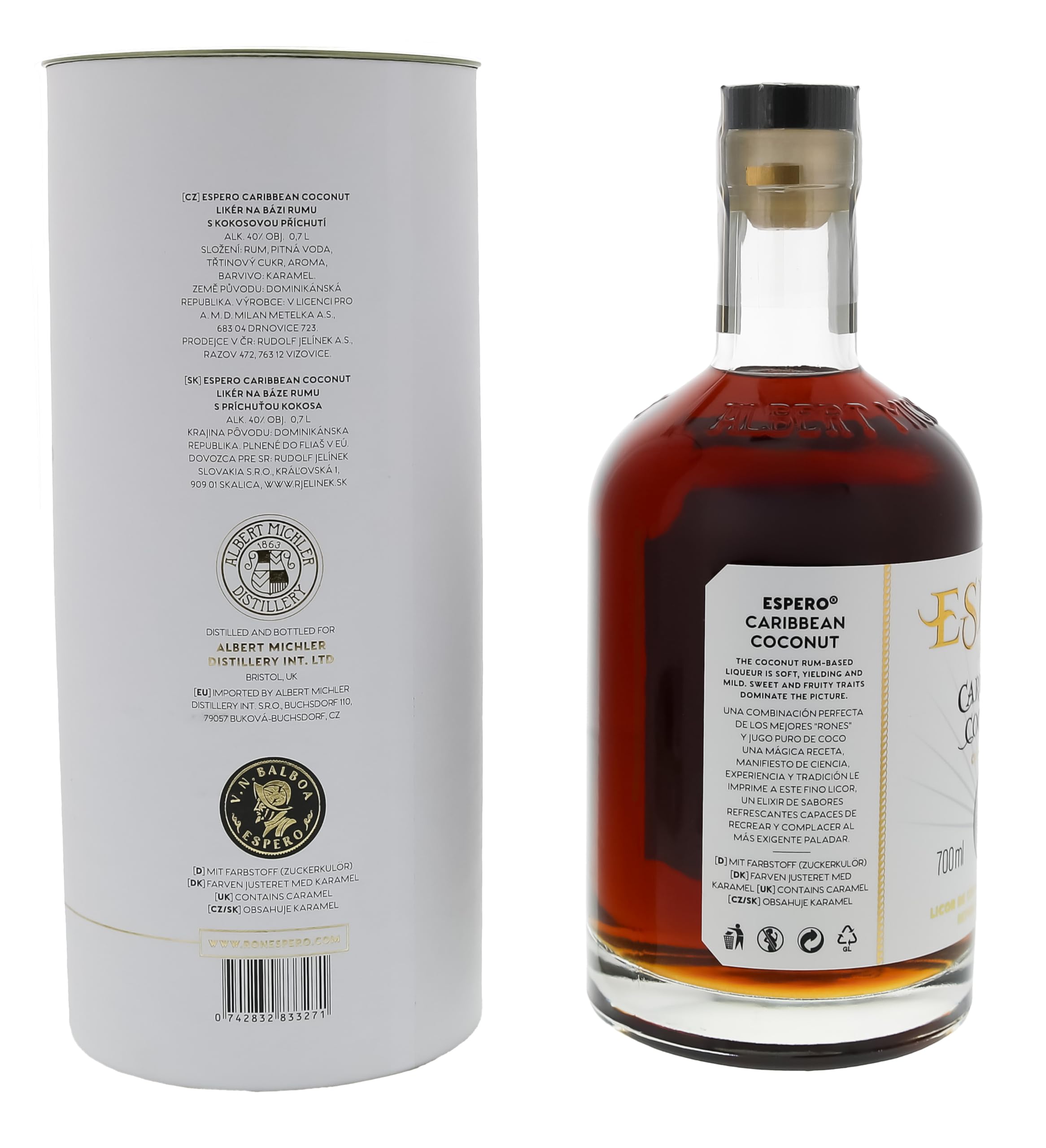 Espero I Liqueur Coconut & Rum I 700 ml Flasche I 40% Volume | Kokos Rum-Likör der extra Klasse
