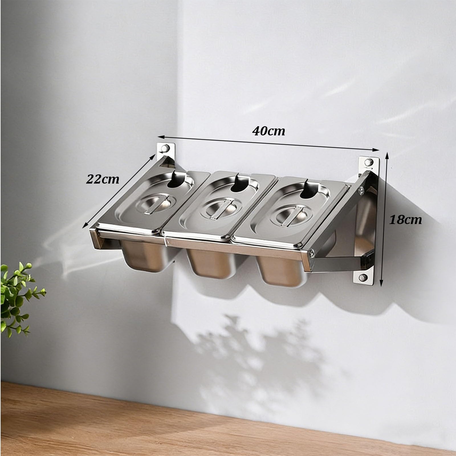 Stazione per pizza con coperchi, organizer per spezie da parete, in acciaio inox, estensibile, per cucina, ristorante, buffet, negozio di tè al latte