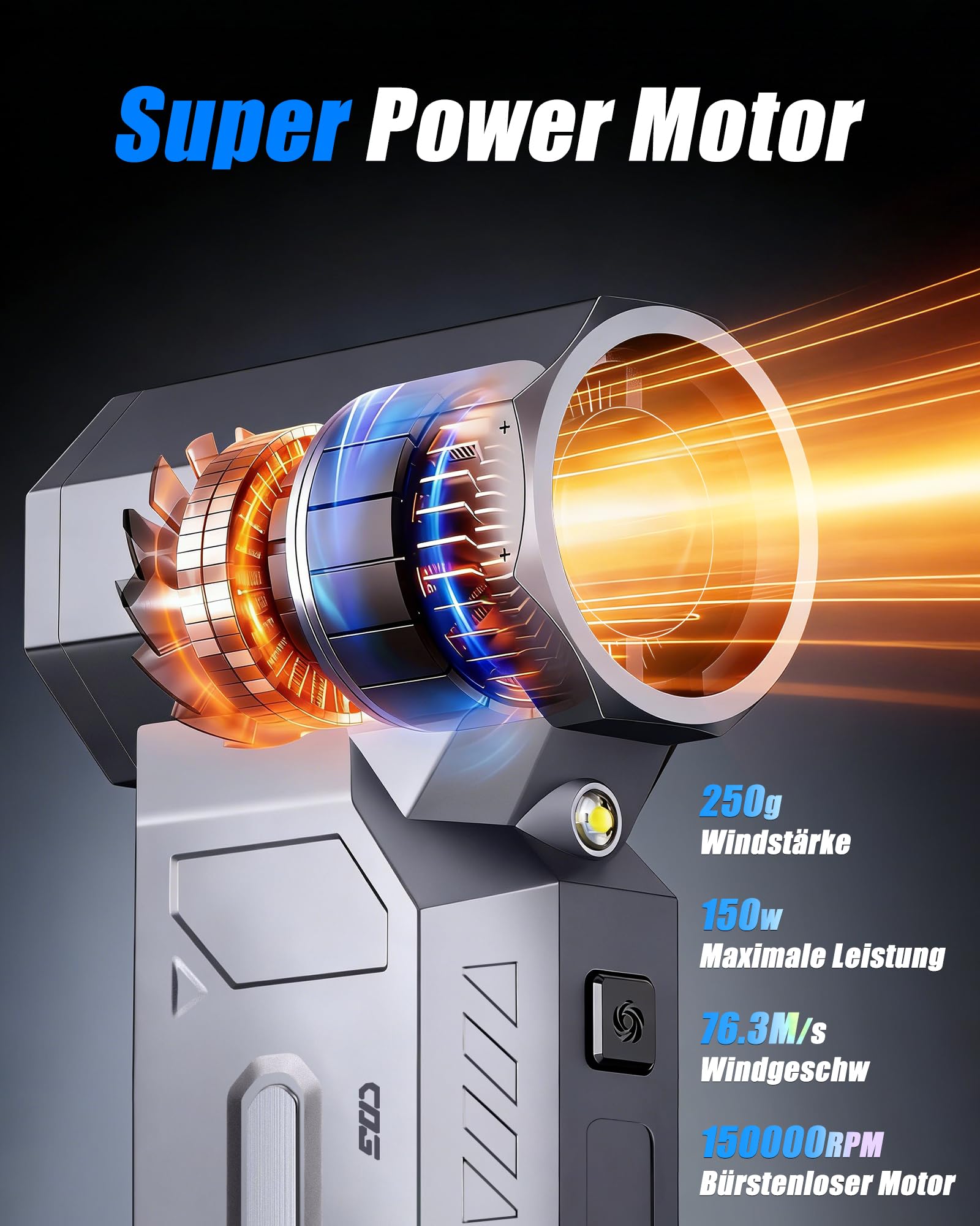 HAOFOYFUN Electric Air Duster 150000RPM Akku Hochleistungs-Luftgebläse mit LED-Display