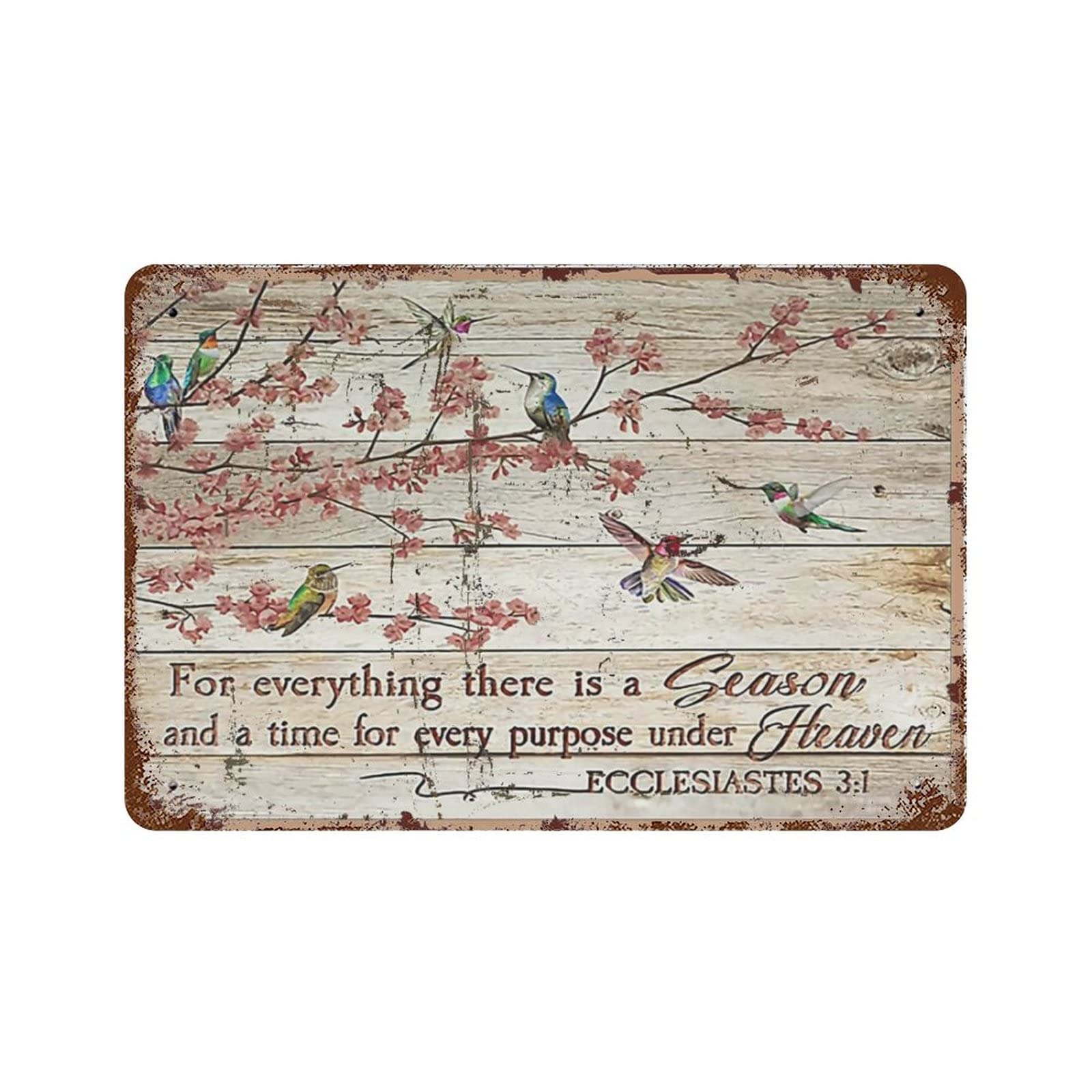 AOOEDM Hummingbird God Blessed Botanic Vintage Metal Sign Tin Sign for Home Bar Pub Kitchen Man Cave Tin Sign Wall Decor Poster Wall Plaque