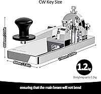 Vista 3 de CW Telegraph Key - Heavy Duty Stainless Steel Classical Morse Code Key, Shortwave Radio Ham Send Telegram Practice Oscillator Straight Key (Silver)